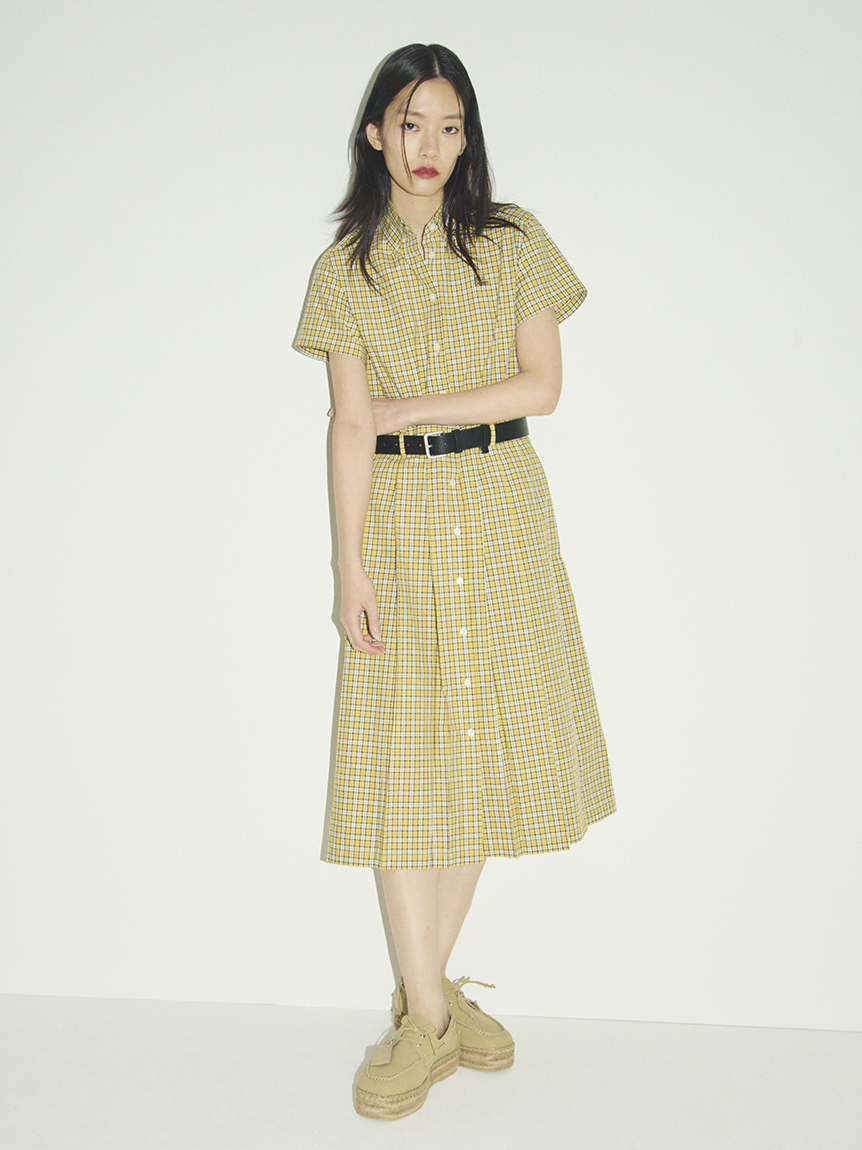 プリーツシャツワンピース