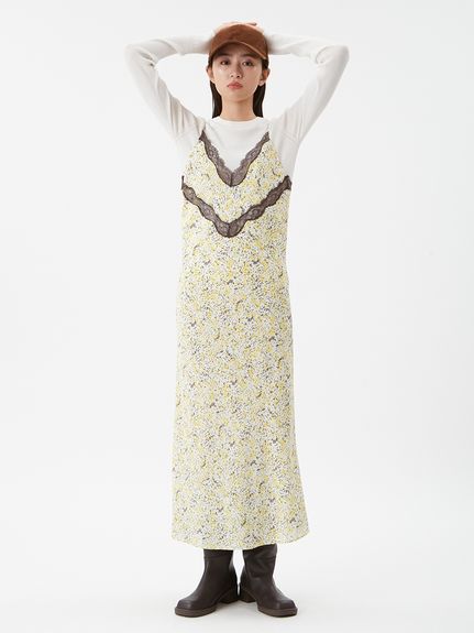 smyeon スミョン レースキャミワンピース ドット ニュアンスプリントレースキャミワンピース(キャミワンピース