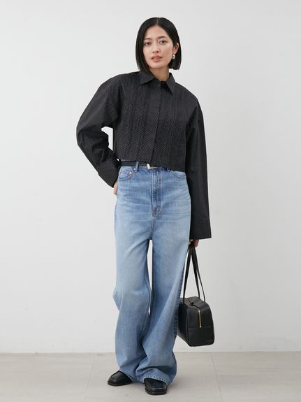 ハイウエストワイドデニムパンツ