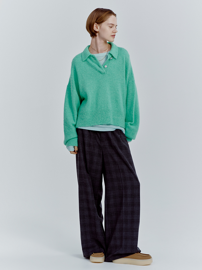 チェックパターン2タックワイドパンツ(ワイドパンツ)｜パンツ｜Mila