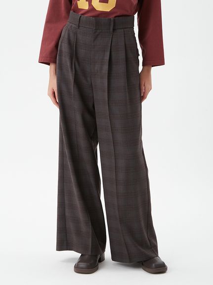 チェックパターン2タックワイドパンツ(ワイドパンツ)｜パンツ｜Mila
