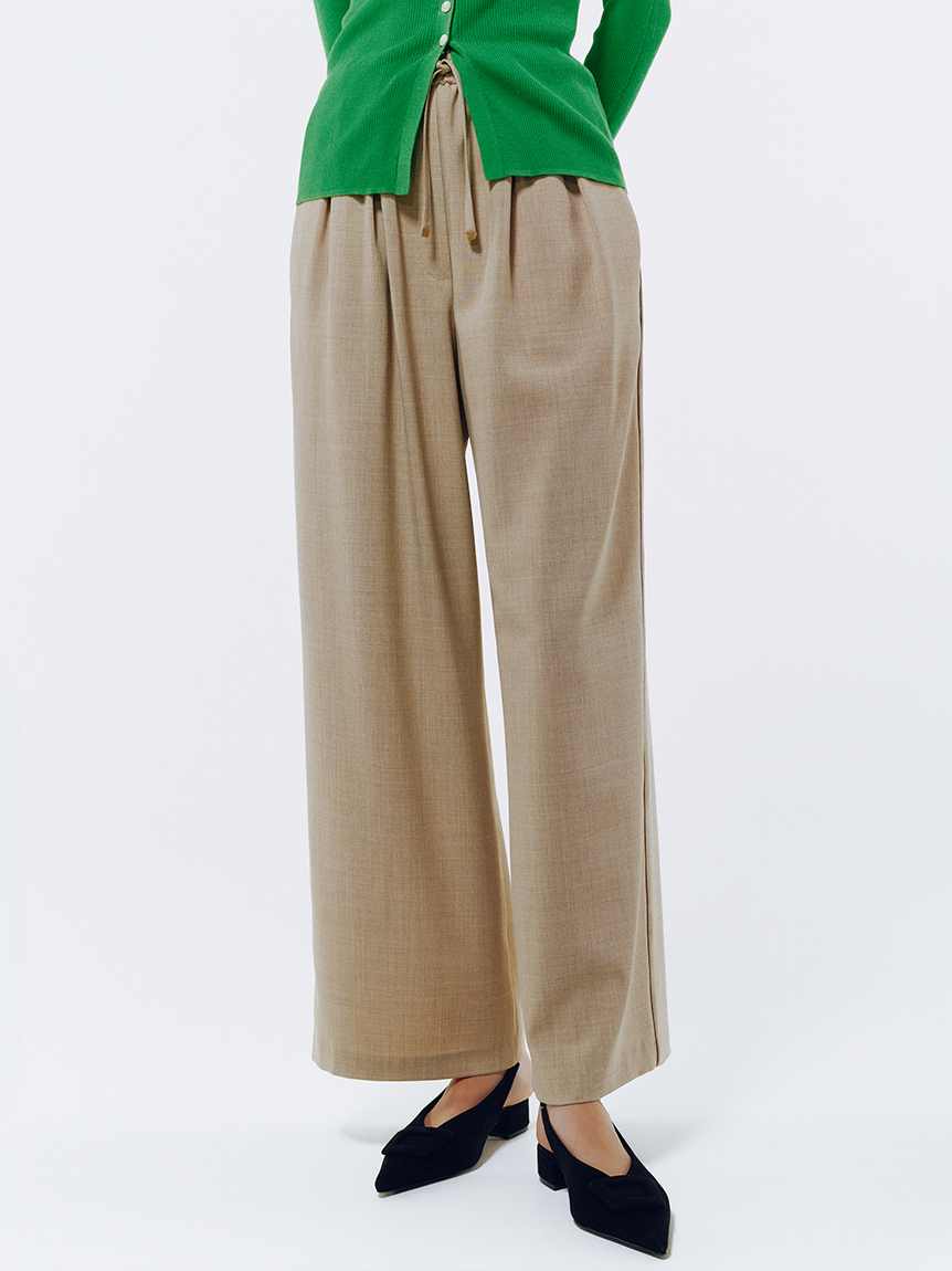 ２タックウエストゴムワイドイージーパンツ