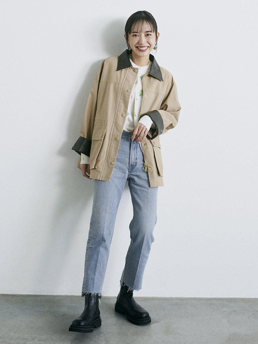 【MILA PANTS】裾段差テーパードデニムパンツ