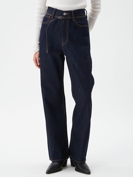 細ベルト付きストレートデニムパンツ(デニムパンツ)｜パンツ｜Mila