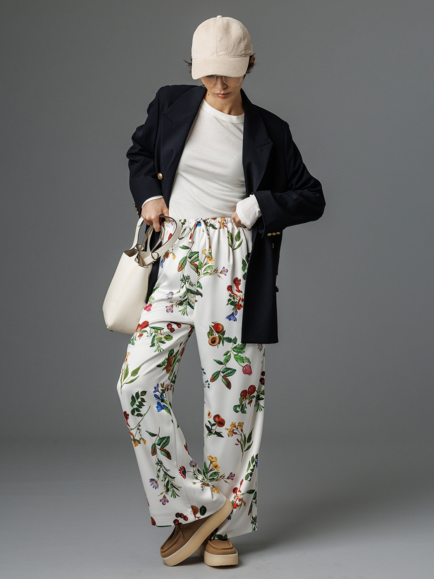 【00サイズあり】ボタニカルウエストゴムイージーパンツ