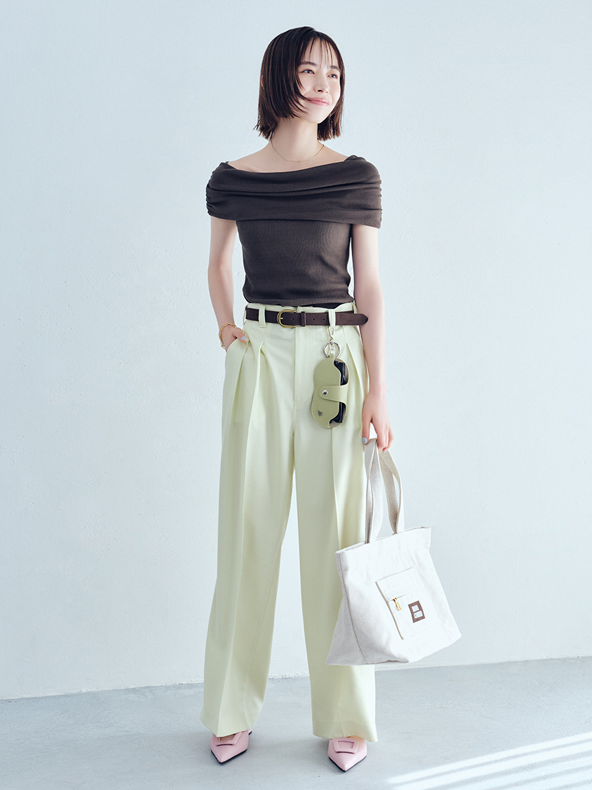 【MILA PANTS】【UVカット】クールタッチ後ろゴム２タックワイドパンツ
