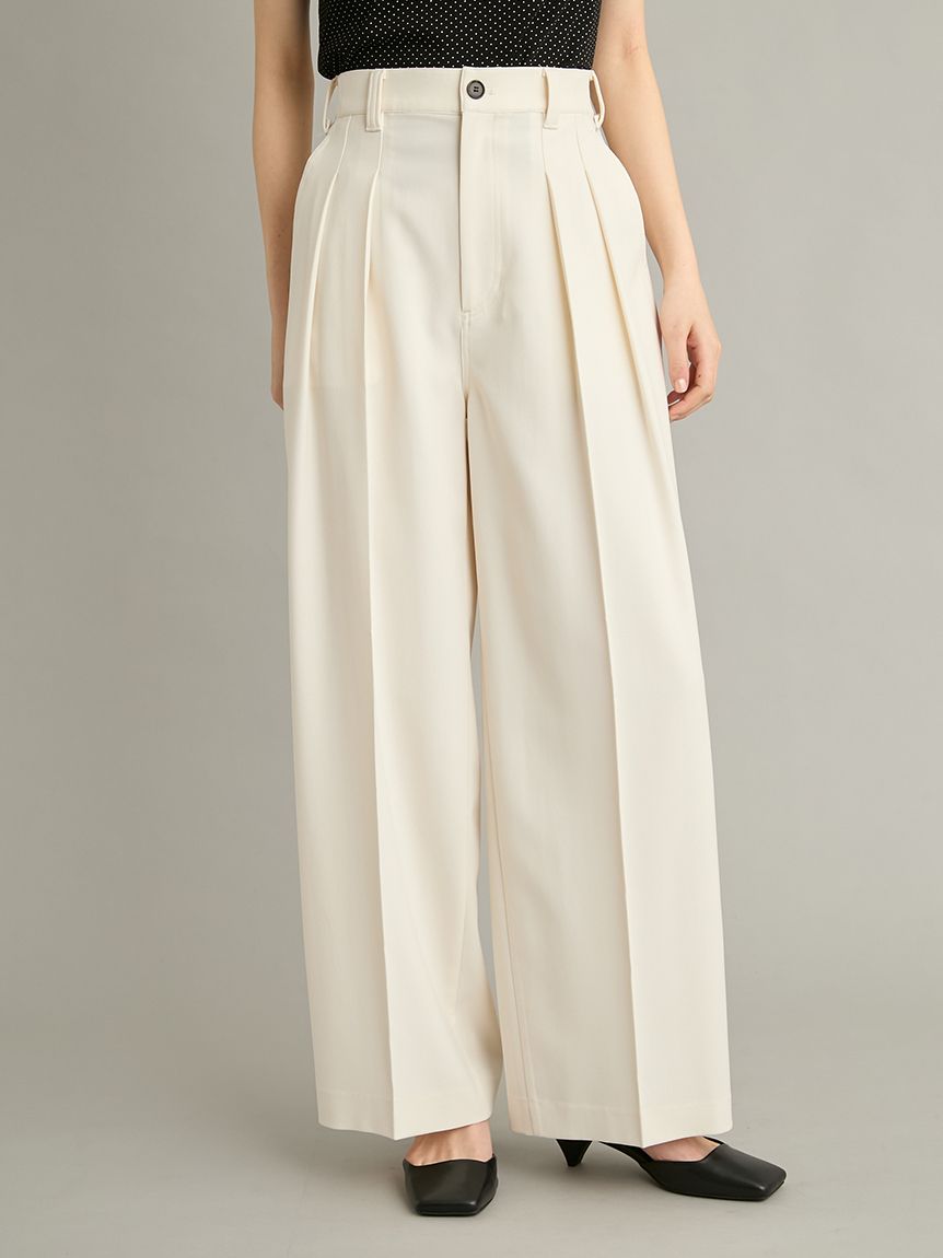 MILA PANTS】【UVカット】クールタッチ後ろゴム2タックワイドパンツ