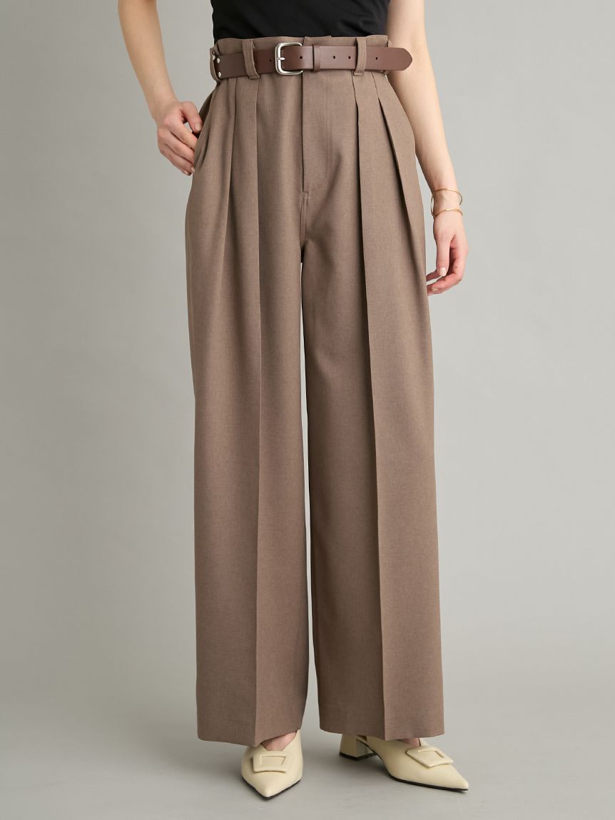 MILA PANTS】【UVカット】クールタッチ後ろゴム2タックワイドパンツ