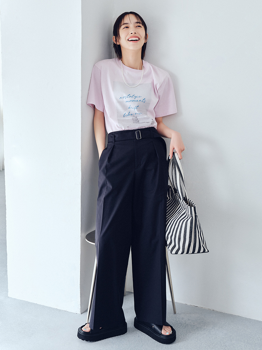 MILA PANTS】【UVカット】マルチファンクションセミワイドタックパンツ