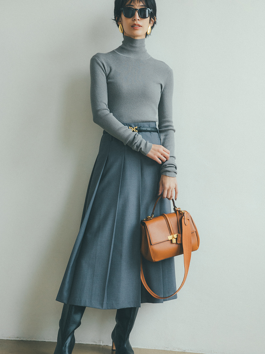【新品】ミラオーウェン　mila owen ベルトループデザインプリーツスカート