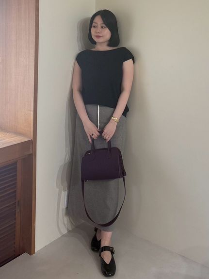 ウエストデザインストレートロングスカート