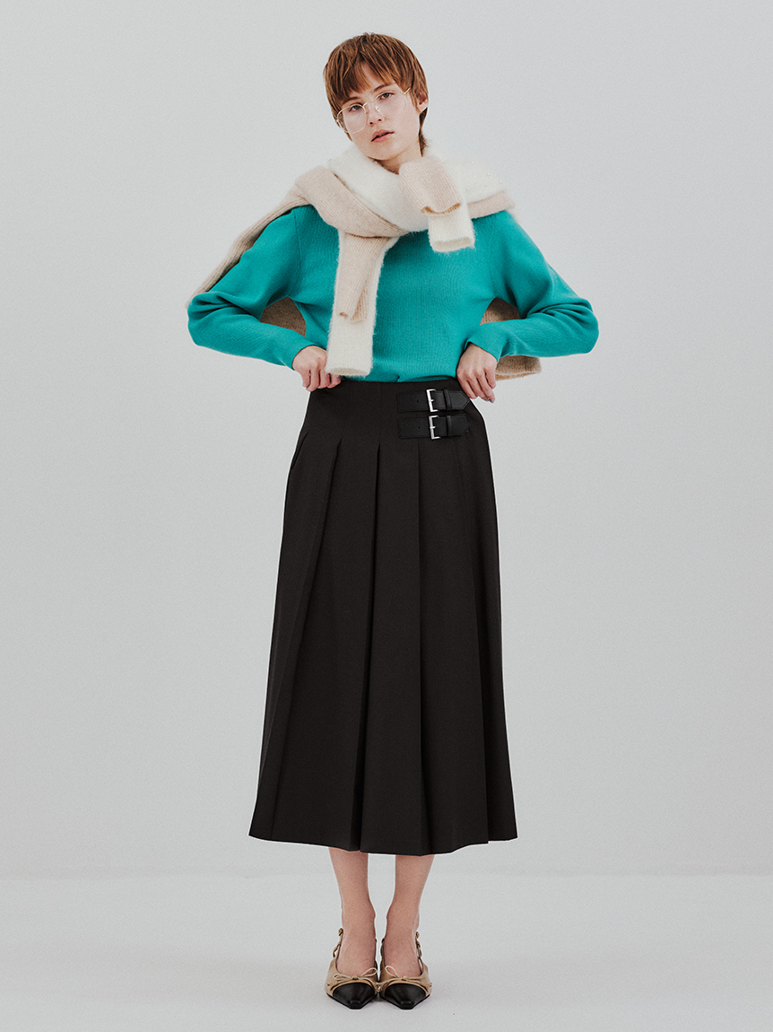 バックル付きOneWAYプリーツスカート(ロングスカート)｜スカート｜Mila