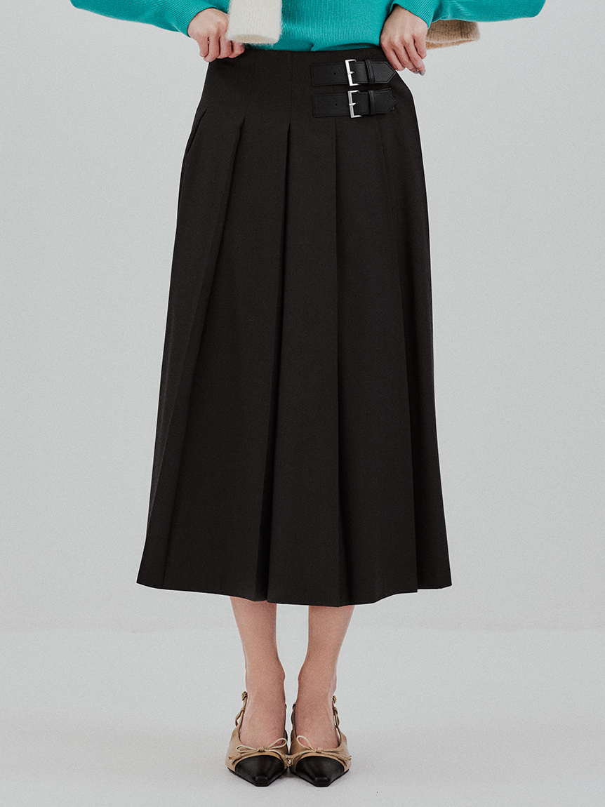 バックル付きOneWAYプリーツスカート(ロングスカート)｜スカート｜Mila