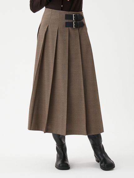 バックル付きOneWAYプリーツスカート(ロングスカート)｜スカート｜Mila