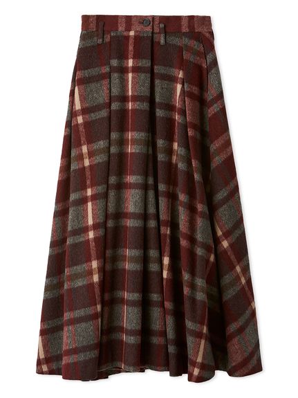 シャギーチェックタックマキシスカート(BUR-0)