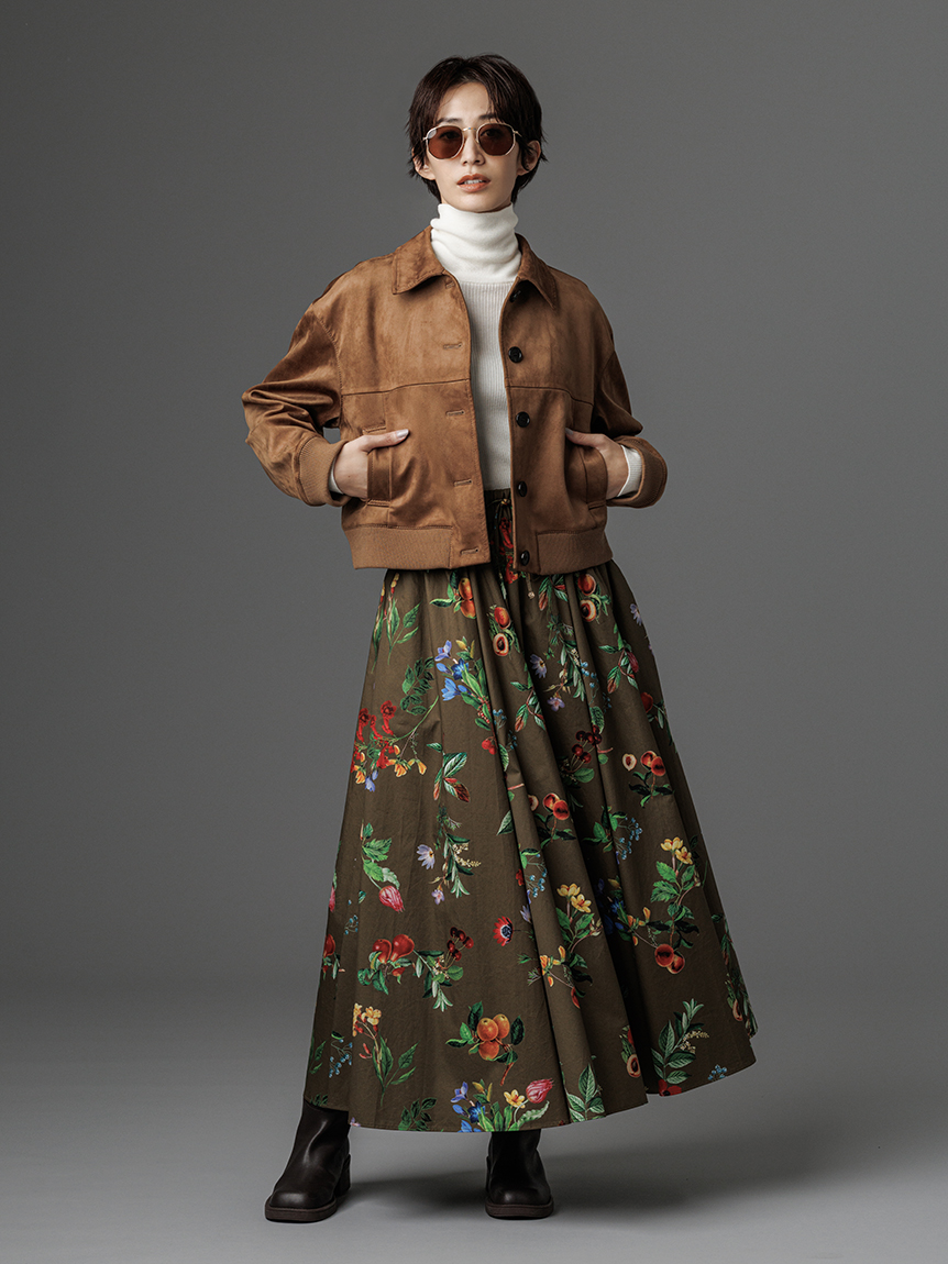 ボタニカルウエストゴムギャザーマキシスカート