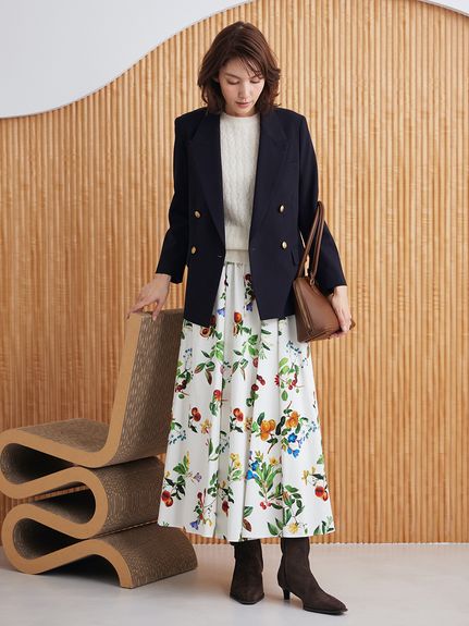 ボタニカルウエストゴムギャザーマキシスカート(ロングスカート