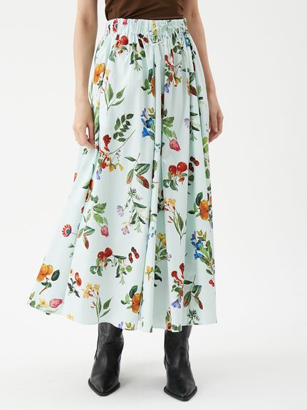 ボタニカルウエストゴムギャザーマキシスカート(ロングスカート