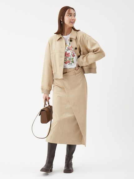 【セットアップ対応】スウェードアシメストレートスカート