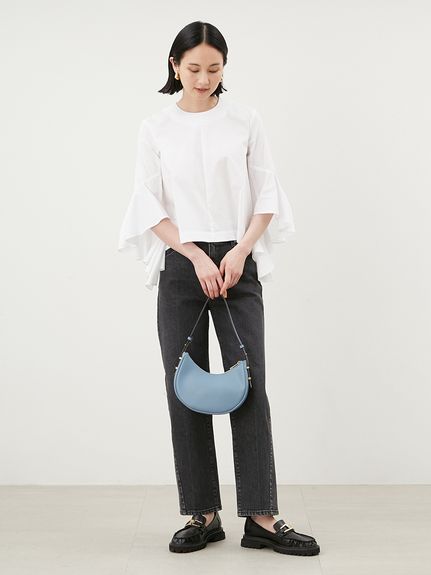 チュールレイヤードパフスリーブトップス【手洗い可能