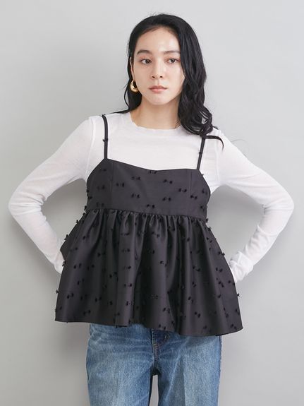 MILAOWEN ミラオーエン ジャガードペプラムキャミトップス 白 ジャガードペプラムキャミトップス(トップス)｜Mila Owen（ミラ