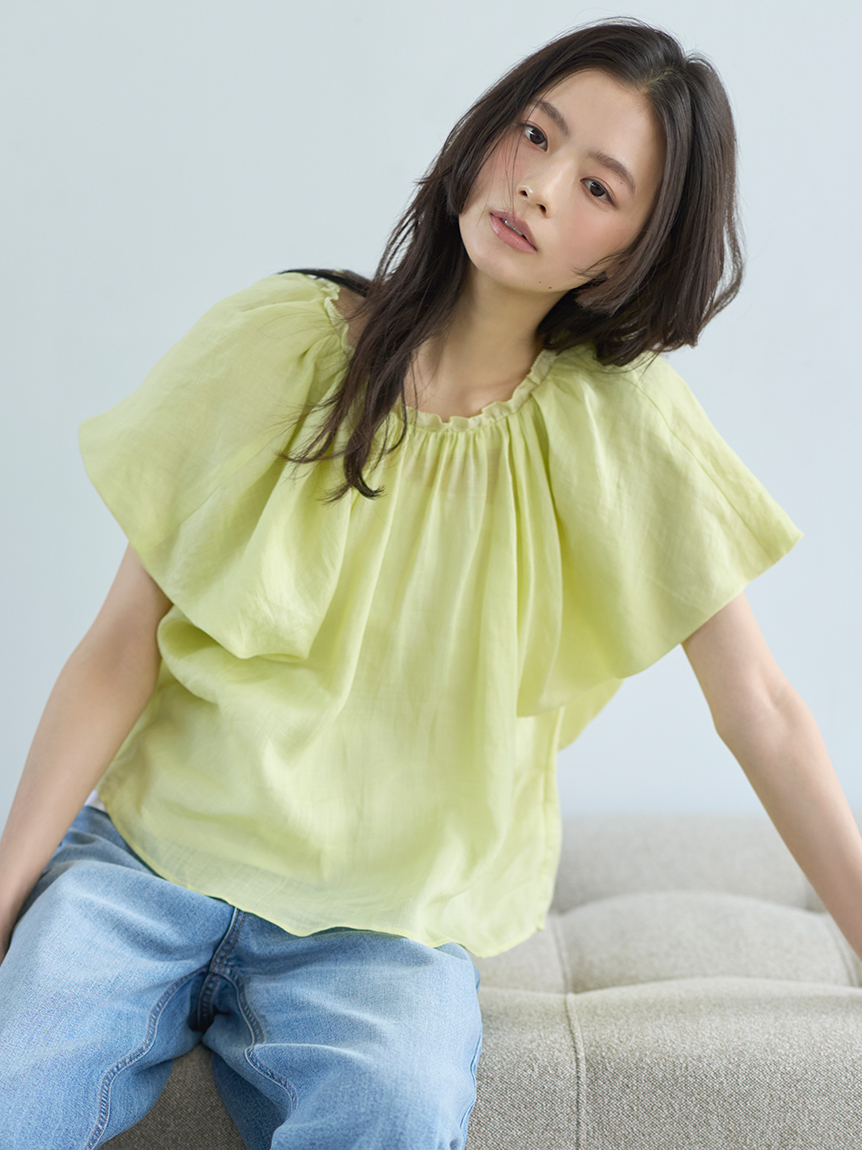ウォッシャブル】2wayラミーパフスリーブブラウス(ブラウス)｜トップス