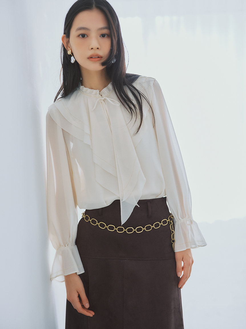 ラッフルリボンブラウス(シャツ)｜トップス｜Mila Owen（ミラ