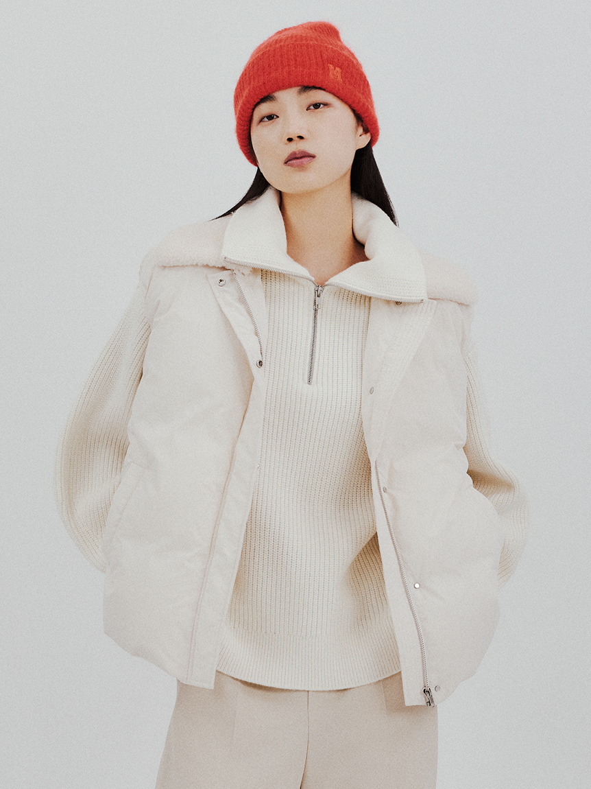 ダウンベスト（Mila Owen） Amazon | [ミラオーウェン] フード付きパテッドフレンチダウン