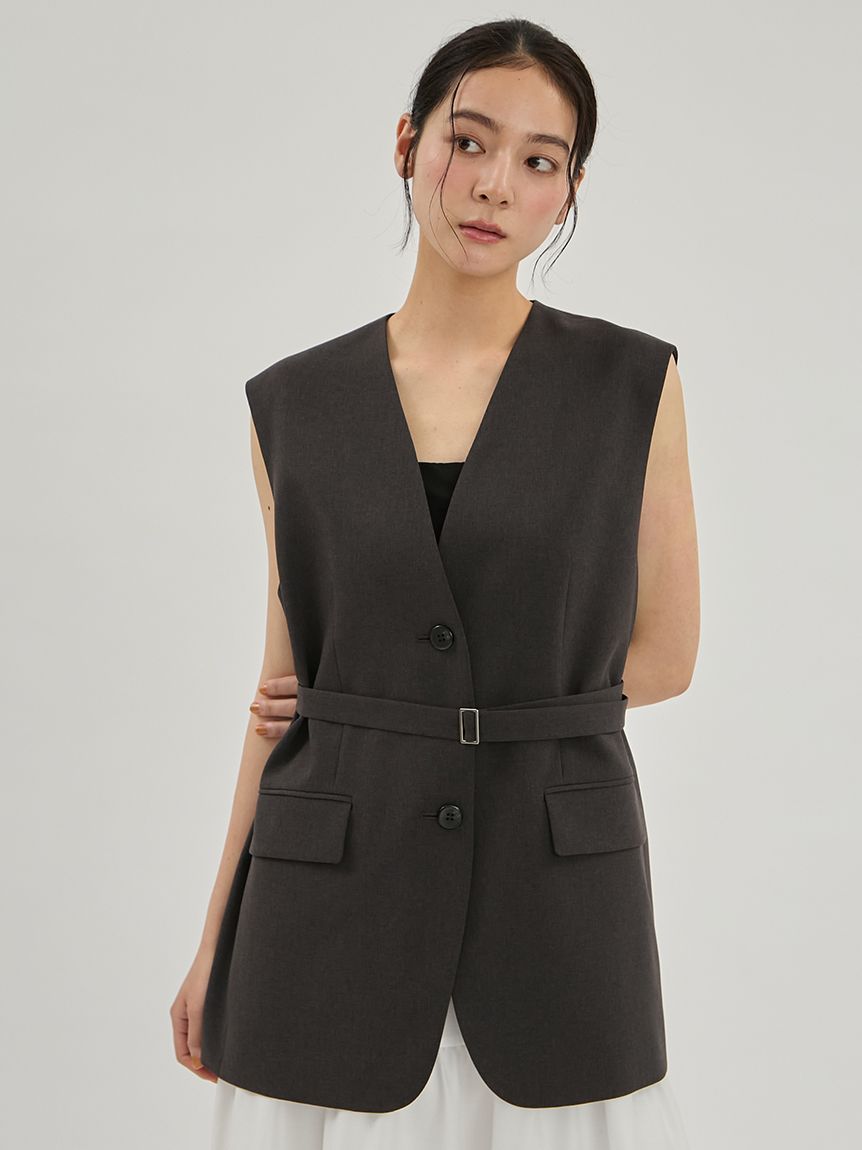 新品　ミラオーウェン ベルト付きベスト 共ベルト付きベスト(ベスト)｜アウター｜Mila Owen（ミラオーウェン