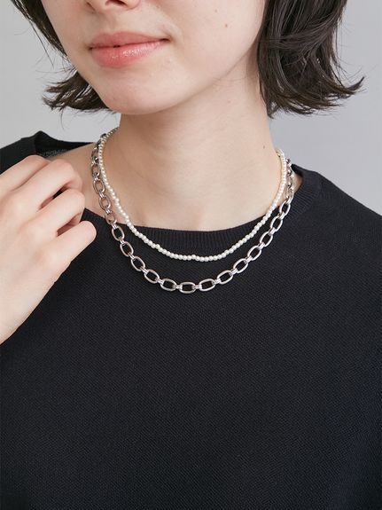 2連パールチェーンネックレス(ネックレス)｜アクセサリー｜Mila Owen