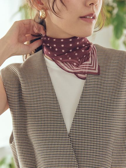 ドット柄ラインスカーフ