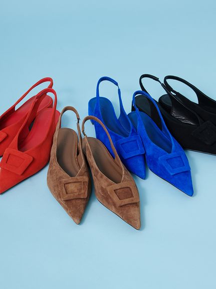 バックル付きラムレザースリングパンプス