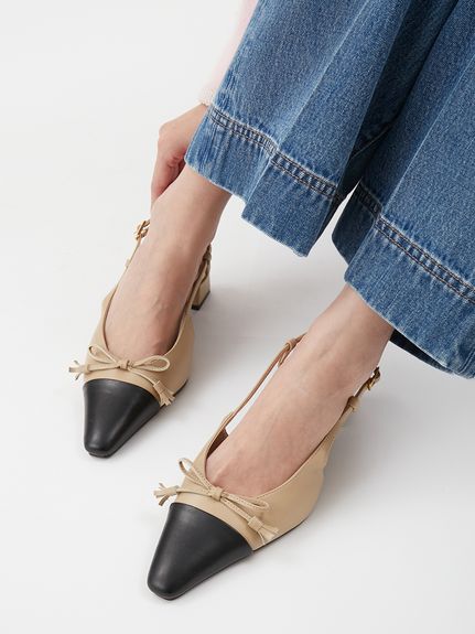 リボンスリングパンプス