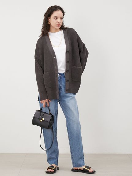 リネン混Vネックカーディガン