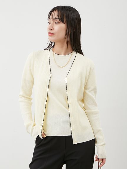 セットアップ対応】スカラップデザインシアーアンサンブルカーディガン