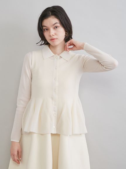 アンサンブルペプラムシアーポロニットカーディガン