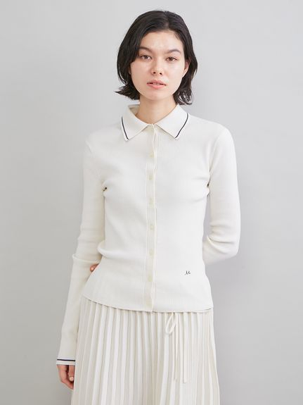 ポロ衿リブニットカーディガン