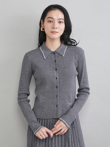 Mila Owen 細リブシェル釦コンパクトニットカーディガン・トップス セット シェル釦デザインクロップドニットカーディガン（カーディガン/ボレロ