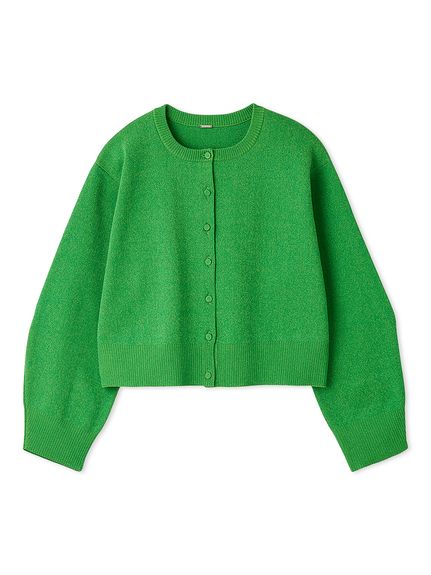 セットアップ対応】フォルムアンサンブルくるみ釦ショートカーディガン