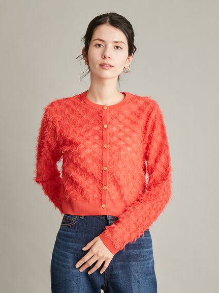 サリー❣️Mila Owen 透けモヘアVネックカーデ  新品タグ付き UVケアシアーリブニットカーディガン(カーディガン)｜トップス｜Mila