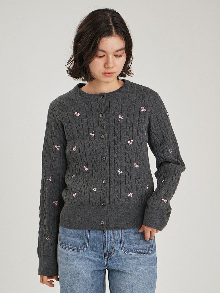 フラワー刺繍ニットカーデ(カーディガン)｜トップス｜Mila Owen（ミラ