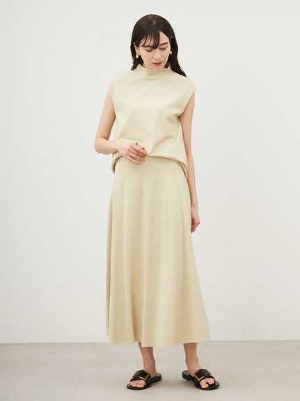 ドレープデザインフレアスカートニットSET【手洗い可能】(ワンピース＋  