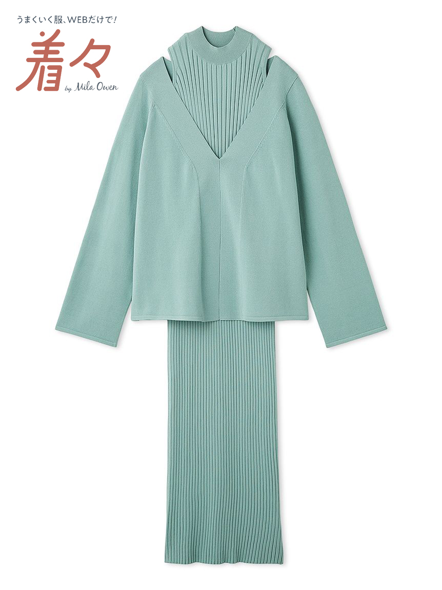 両得レイヤードニットワンピ(セットアップ)｜Mila Owen（ミラ