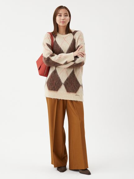 アルパカ混アーガイルミニニットワンピース(ニットワンピース