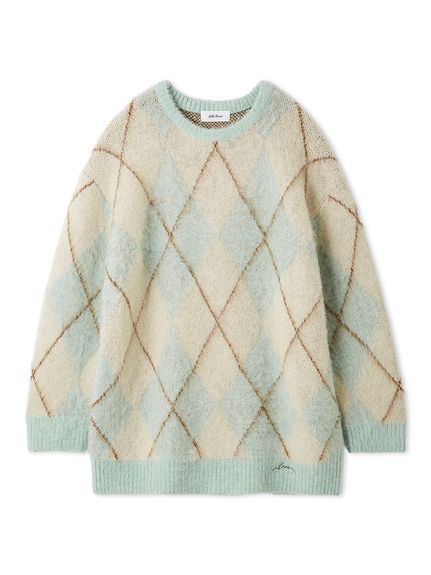 アルパカ混アーガイルミニニットワンピース(ニットワンピース