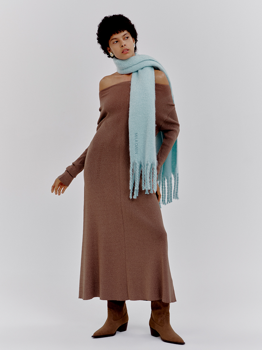 マルチWAYオフショルダーリブニットワンピース