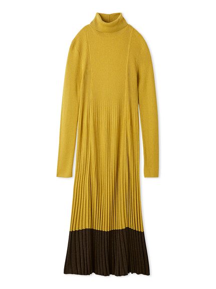 タートルネックロングリブニットワンピース(マキシ・ロングワンピース