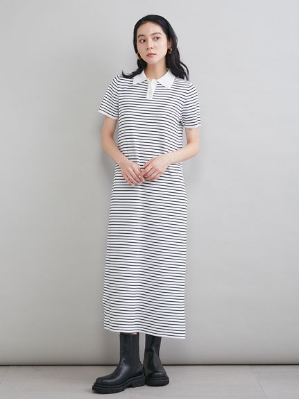 MARK&LONA ホワイト ポロワンピース ストレートポロワンピース(マキシ・ロングワンピース)｜ワンピース