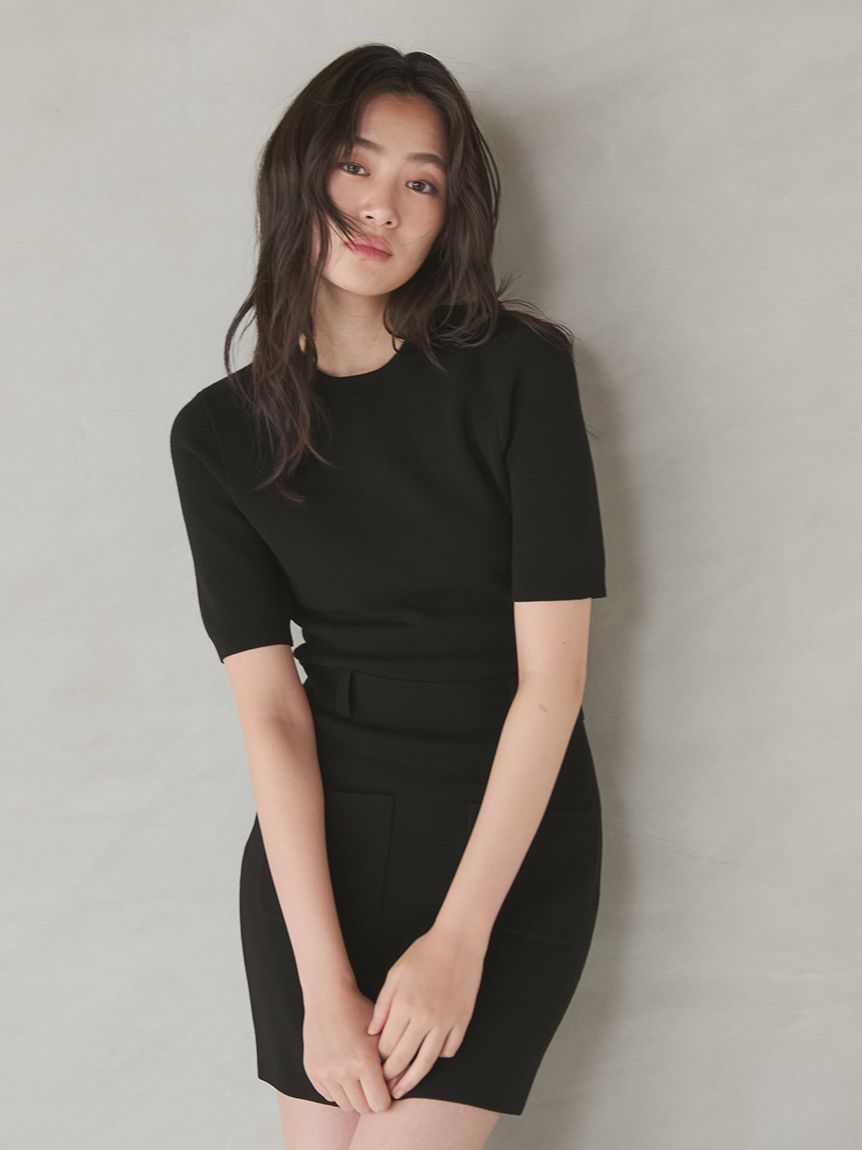 アンサンブルPKデザインニットミニワンピース(ミニワンピース