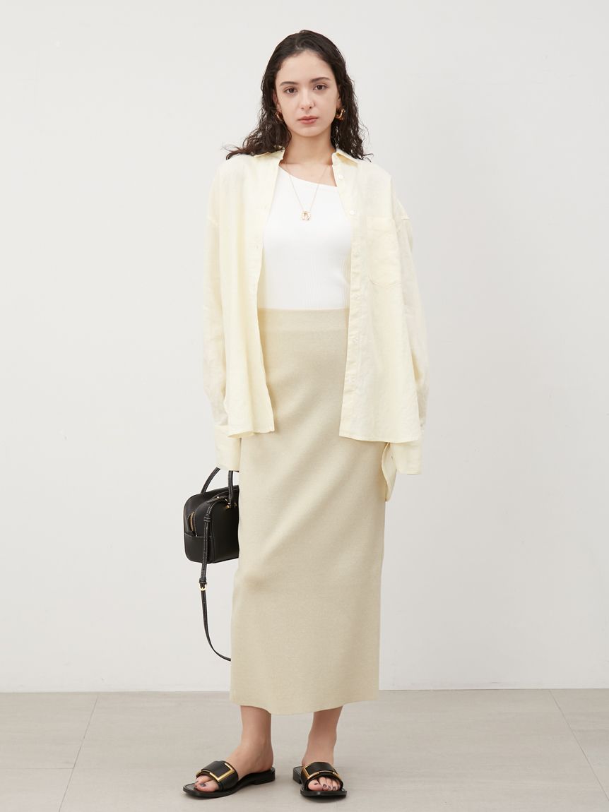 ウエストゴムストレートロングニットスカート【手洗い可能】(ロング  